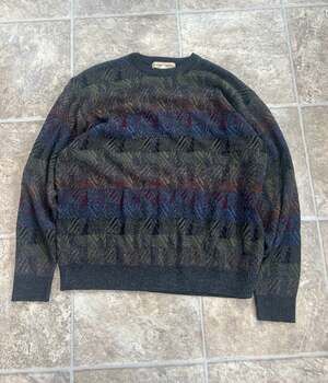 Vintage Munsingwear Men's Large Abstract Geometric Knitted Crewneck Sweater